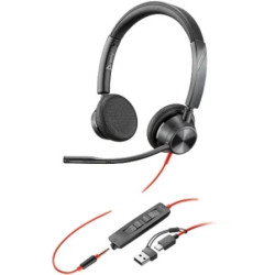 Auriculares Poly Blackwire 3325 + Adaptador USB-C/A/ con Micrófono/ Ja