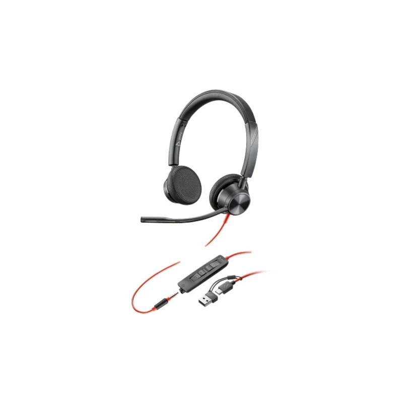 Auriculares Poly Blackwire 3325 + Adaptador USB-C/A/ con Micrófono/ Ja