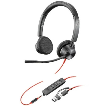 Auriculares Poly Blackwire 3325 + Adaptador USB-C/A/ con Micrófono/ Ja