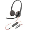 Auriculares Poly Blackwire 3225 + Adaptador USB-C/A/ con Micrófono/ Ja