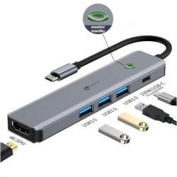 Docking USB Tipo-C Leotec LEDS05/ 3xUSB/ 1xUSB Tipo-C PD/ 1x | APLIUM