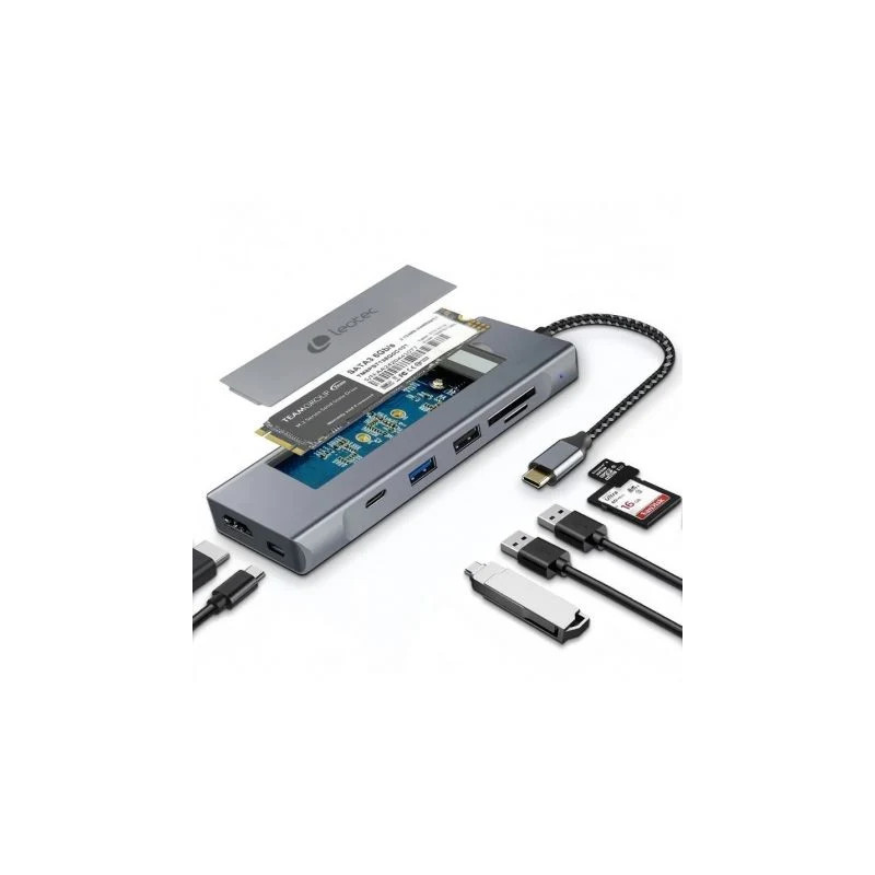 Docking/Caja Externa USB Tipo-C Leotec LEDS07/ Ranura SSD M. | APLIUM