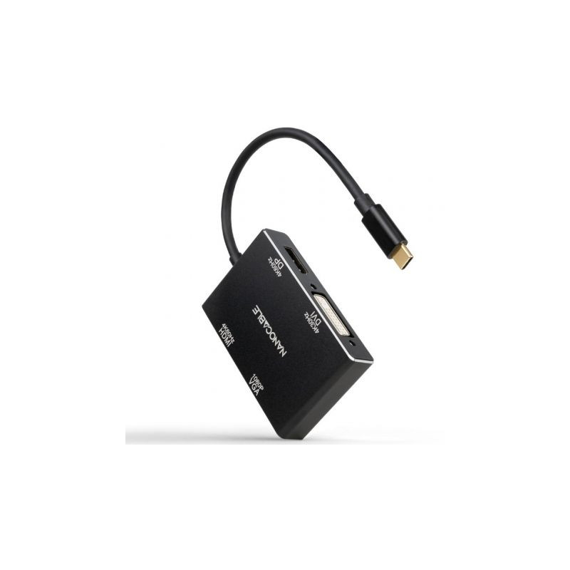 Conversor Nanocable 10.16.4307/ USB Tipo-C Macho - VGA Hembra/ DVI Hem