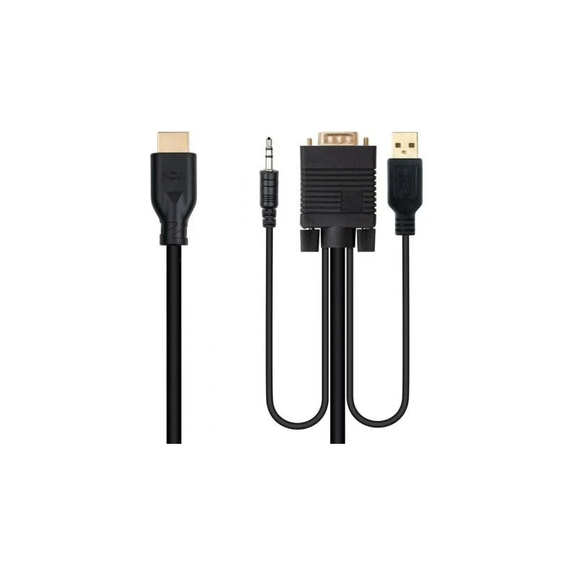 Cable Conversor Nanocable 10.15.4612/ HDMI Macho - VGA Macho/ Jack 3.5