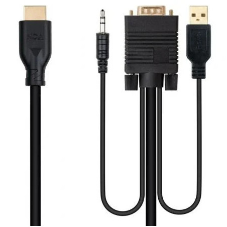 Cable Conversor Nanocable 10.15.4612/ HDMI Macho - VGA Macho/ Jack 3.5