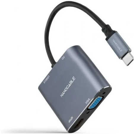 Conversor Nanocable 10.16.4304/ USB Tipo-C Macho/ HDMI 4K Hembra - VGA