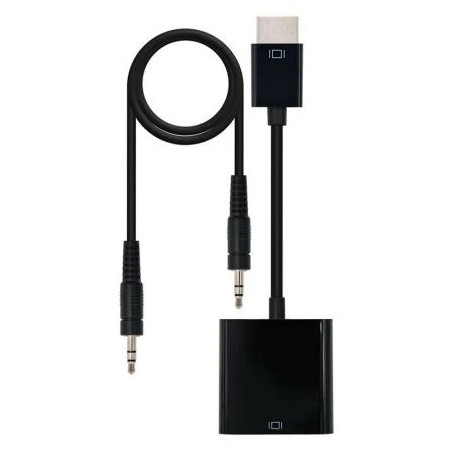 Conversor Nanocable 10.16.2001-BK/ HDMI Macho - VGA Hembra/ Jack 3.5 H