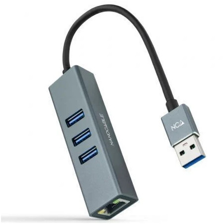 Hub USB 3.0 Nanocable 10.03.0407/ 3xUSB/ 1xRJ45/ Gris