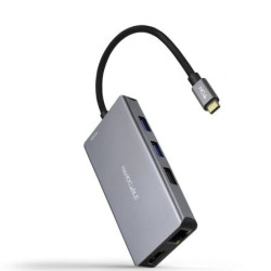Docking Tipo-C Nanocable 10.16.1009/ 3xUSB/ 2xHDMI 4K/ 1xRJ45/ 1xLecto