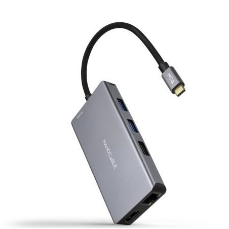 Docking Tipo-C Nanocable 10.16.1009/ 3xUSB/ 2xHDMI 4K/ 1xRJ45/ 1xLecto