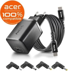 Cargador de Portátil GaN NGS BUD65W-AC para Acer/ 1xUSB Tipo-C/ 65W/ A