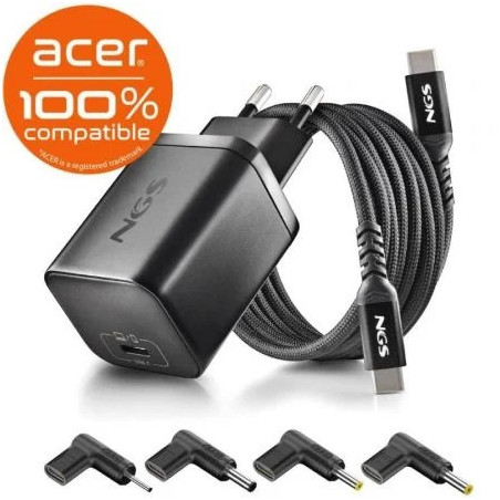 Cargador de Portátil GaN NGS BUD65W-AC para Acer/ 1xUSB Tipo-C/ 65W/ A