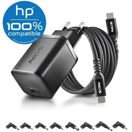 Cargador de Portátil GaN NGS BUD65W-H para HP/ 1xUSB Tipo-C/ 65W/ Auto