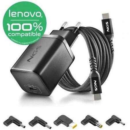 Cargador de Portátil GaN NGS BUD65W-L para Lenovo/ 1xUSB Tipo-C/ 65W/