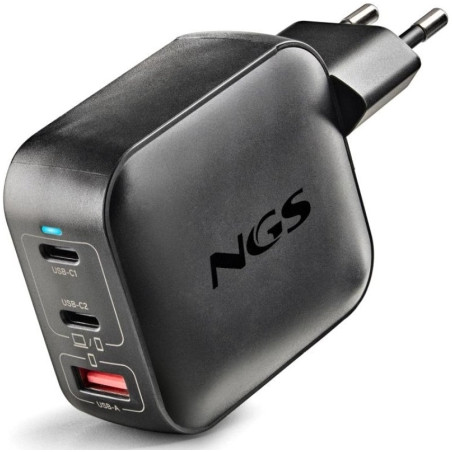 Cargador de Pared GaN NGS BUD100WTINY 100W/ 2xUSB Tipo-C/ 1xUSB/ 100W