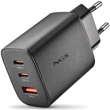 Cargador de Pared GaN NGS Era 65W/ 2xUSB Tipo-C/ 1xUSB/ 65W