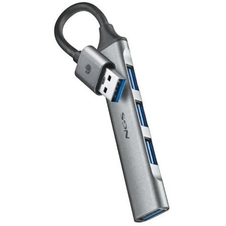 Hub USB NGS IHUB4 Micro/ 4xUSB/ Gris