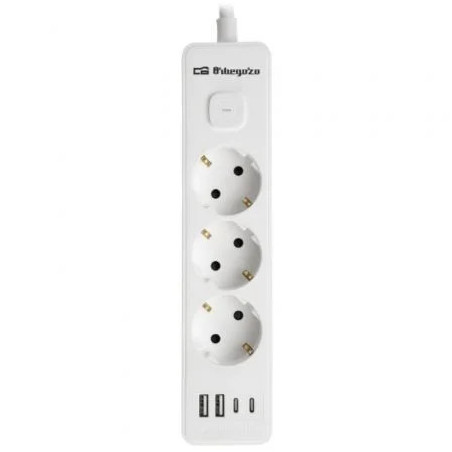 Regleta con Interruptor Orbegozo EN 3100/ 3 Tomas de Corriente/ 2 USB/