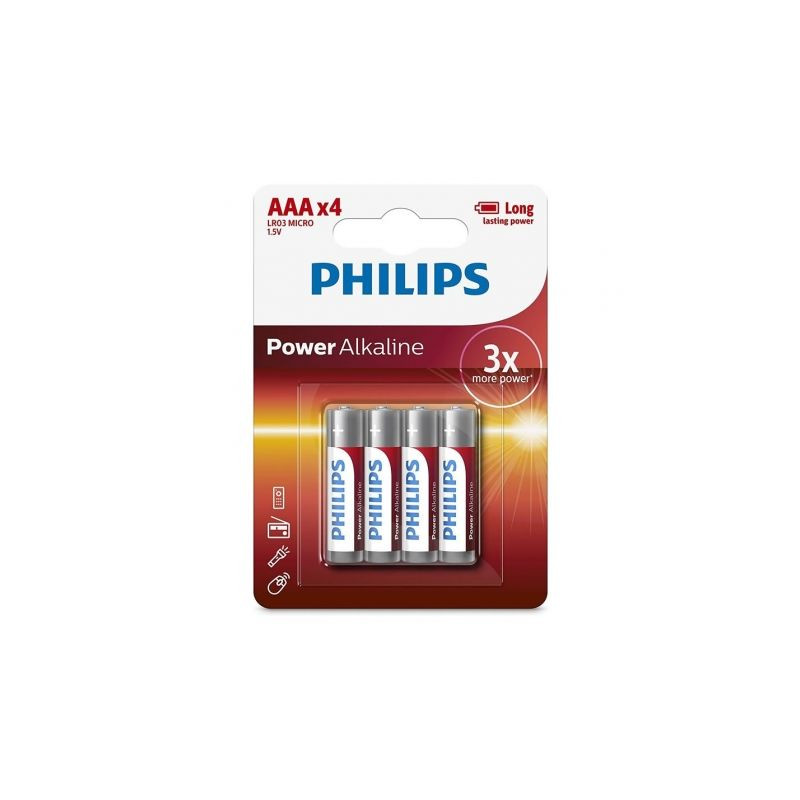 Pack de 4 Pilas AAA Philips LR03P4B/05/ 1.5V/ Alcalinas
