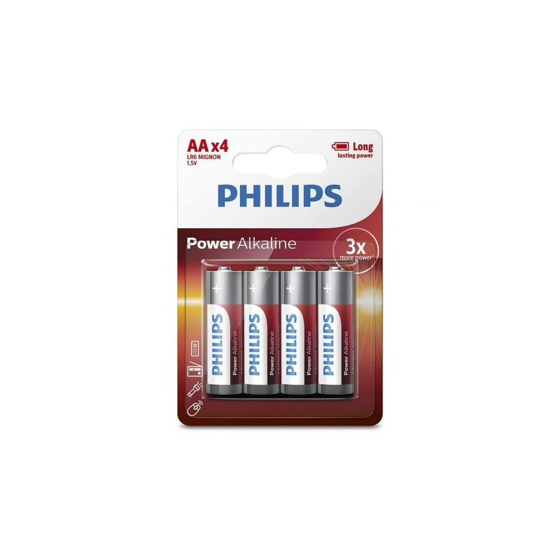 Pack de 4 Pilas AA Philips LR6P4B/05/ 1.5V/ Alcalinas
