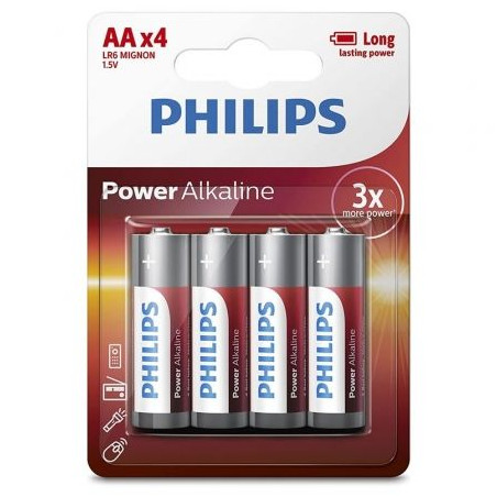 Pack de 4 Pilas AA Philips LR6P4B/05/ 1.5V/ Alcalinas