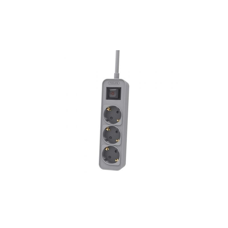 Regleta con Interruptor Philips CHP2134G/ 3 Tomas de corriente/ Cable