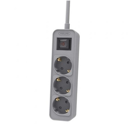 Regleta con Interruptor Philips CHP2134G/ 3 Tomas de corriente/ Cable