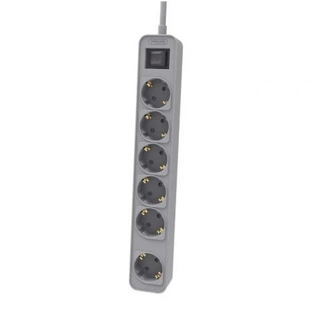 Regleta con Interruptor Philips CHP2164G/10/ 6 Tomas de corriente/ Cab