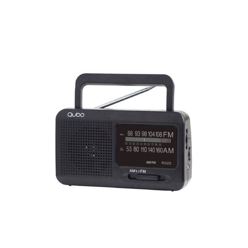 Radio Portátil Qubo R-222/ con Cable/ a Pilas/ Negra