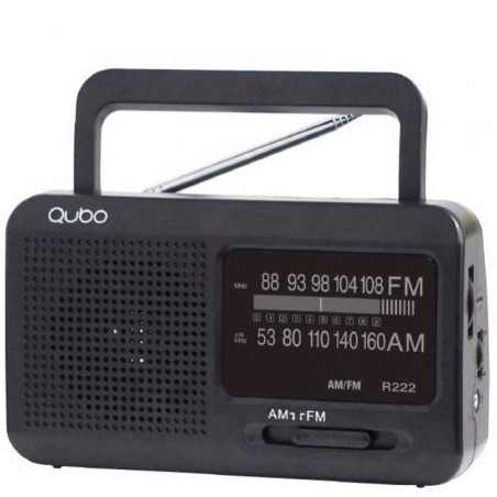 Radio Portátil Qubo R-222/ con Cable/ a Pilas/ Negra
