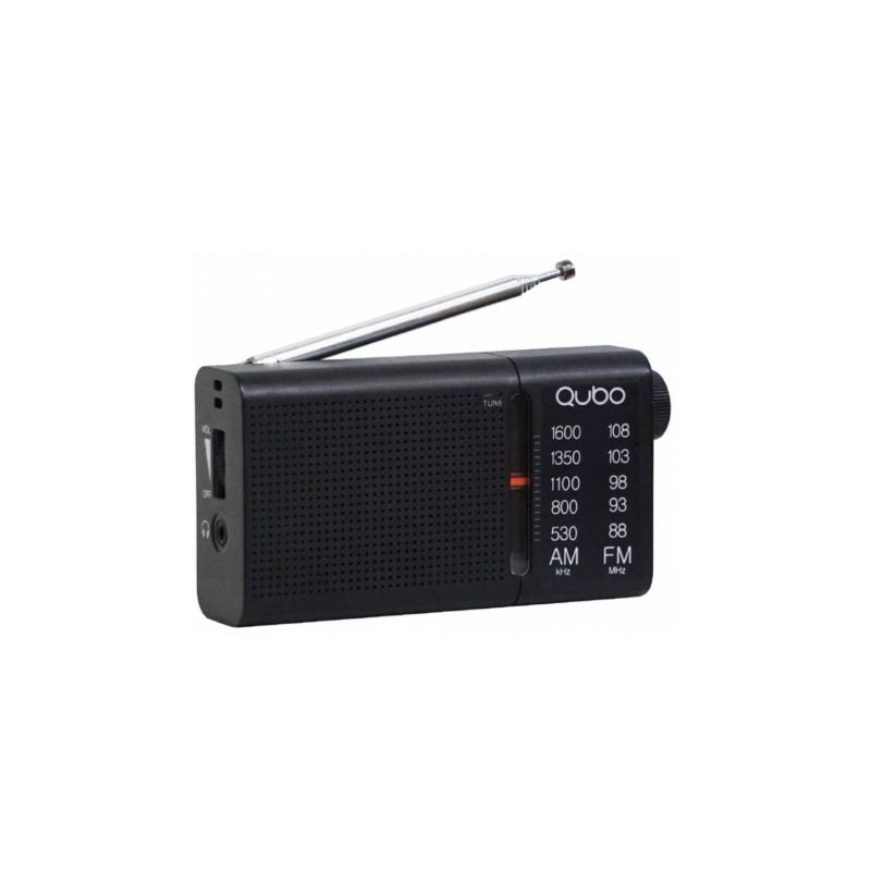 Radio Portátil Qubo RS-2/ con Cable/ a Pilas/ Negra
