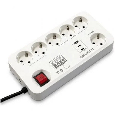 Regleta con interruptor Salicru SAFE MASTER+/ 5 Tomas de corriente/ 1