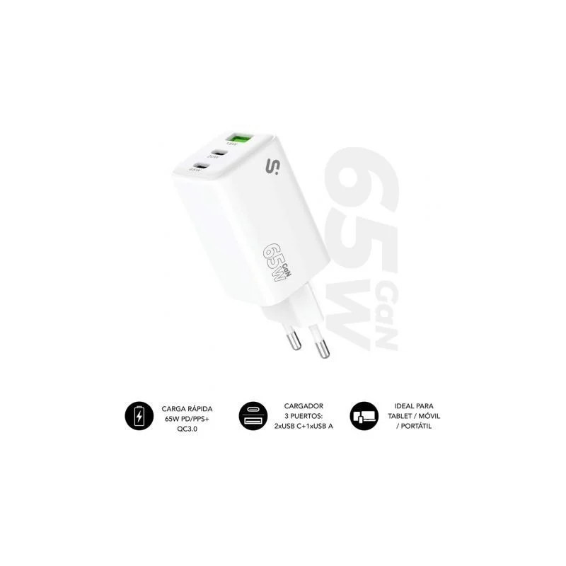 Subblim Cargador Gan 65W Charger USB C+C+A | APLIUM