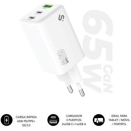 Subblim Cargador Gan 65W Charger USB C+C+A | APLIUM