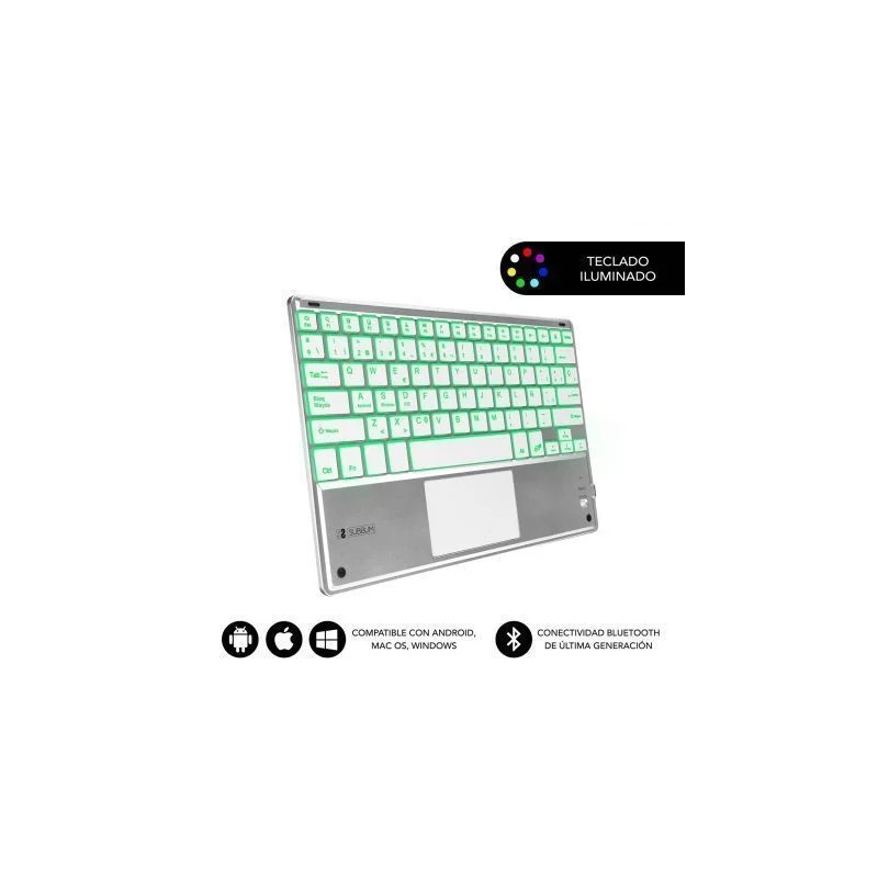 Teclado Compacto Inalámbrico Subblim SMBT50/ Plata | APLIUM