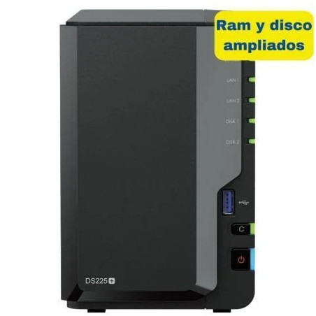 NAS Synology Diskstation DS225+/ 2 Bahías 3.5"- 2.5"/ 6GB DDR4/ 8TB/ F