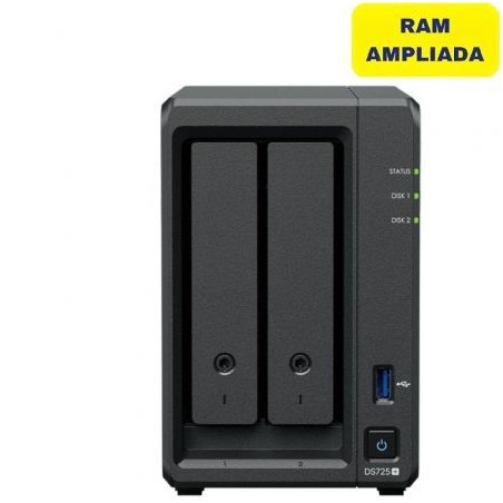 NAS Synology Diskstation DS725+/ 2 Bahías 3.5"- 2.5"/ 32GB DDR4/ Forma