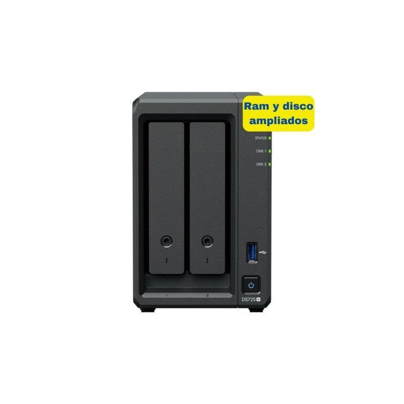 NAS Synology Diskstation DS725+/ 2 Bahías 3.5"- 2.5"/ 8GB DDR4/ 8TB/ F