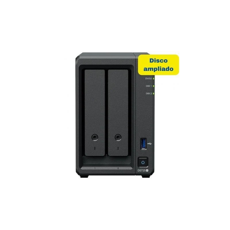 NAS Synology Diskstation DS725+/ 2 Bahías 3.5"- 2.5"/ 4GB DDR4/ 8TB/ F