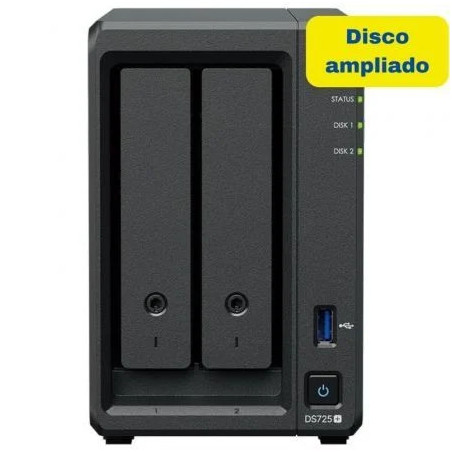 NAS Synology Diskstation DS725+/ 2 Bahías 3.5"- 2.5"/ 4GB DDR4/ 8TB/ F