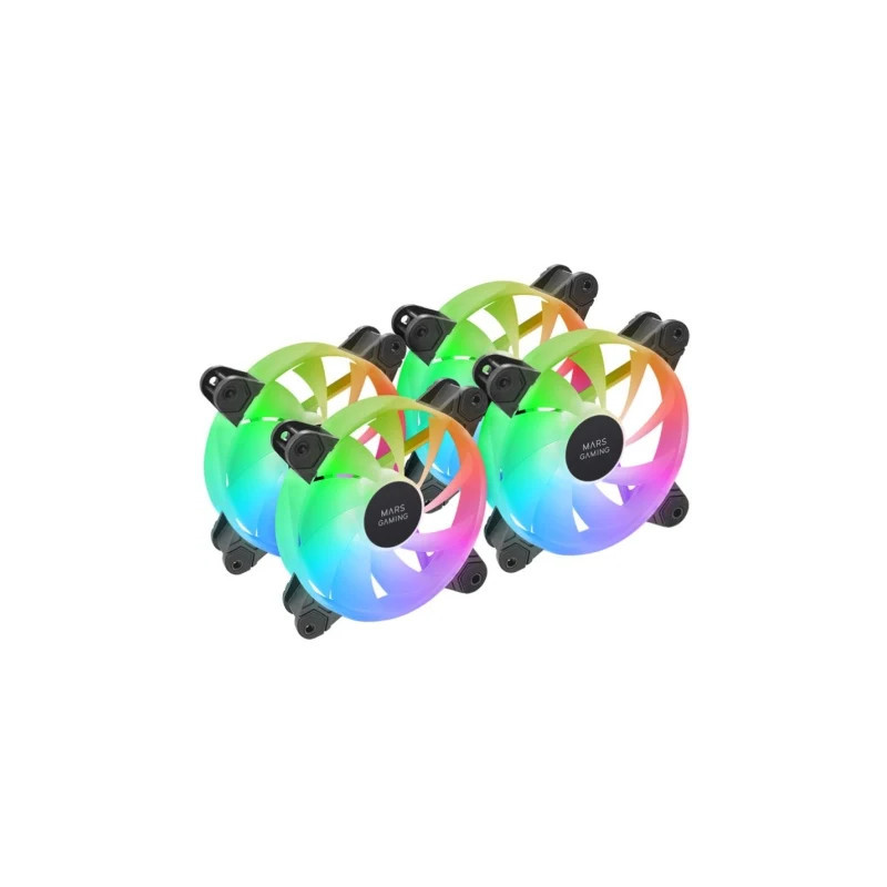 Pack 4 Ventiladores Mars Gaming MF-4A/ 12cm/ ARGB/ Negro