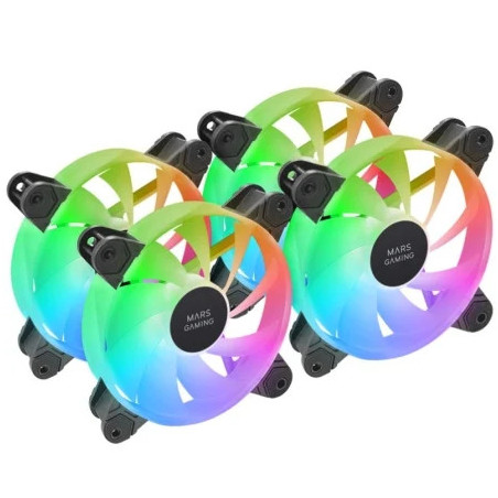 Pack 4 Ventiladores Mars Gaming MF-4A/ 12cm/ ARGB/ Negro