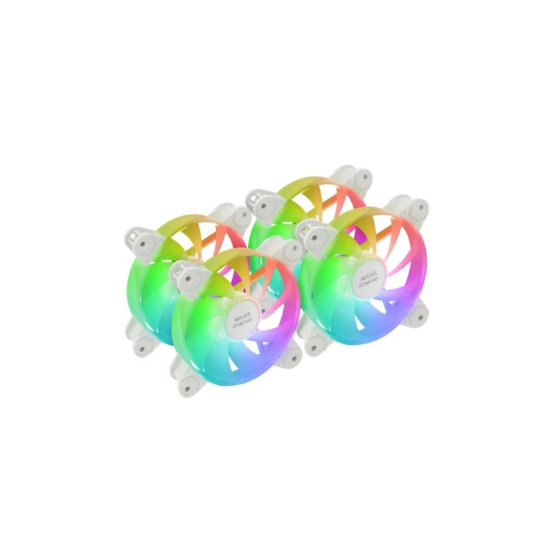 Pack 4 Ventiladores Mars Gaming MF-4A/ 12cm/ ARGB/ Blanco