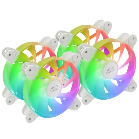 Pack 4 Ventiladores Mars Gaming MF-4A/ 12cm/ ARGB/ Blanco