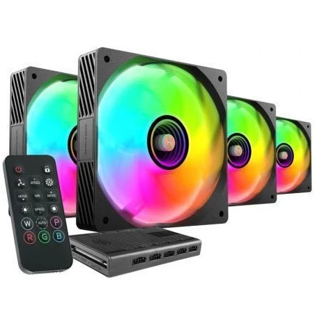 Pack 4 Ventiladores Mars Gaming MF-SI4KIT/ 12cm + HUB + Mando a Distan