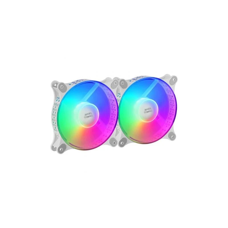 Pack 2 Ventiladores Mars Gaming MFDUOW/ 12cm/ FRGB/ Blancos