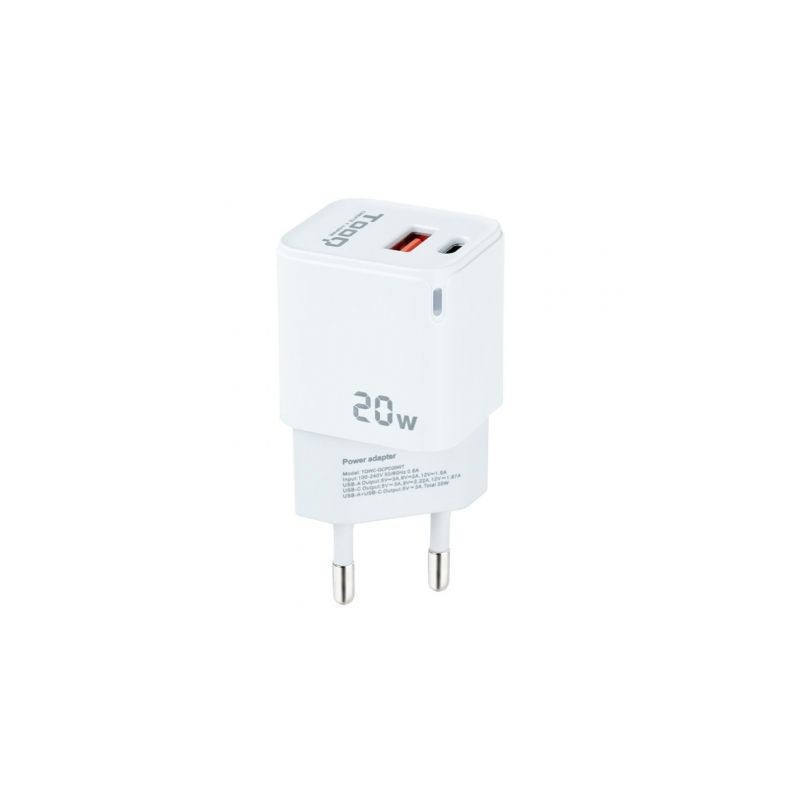 Cargador de Pared TooQ TQWC-QCPD20WT/ 1xUSB-Tipo C/ 1x USB/ | APLIUM