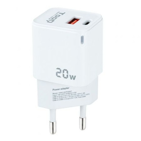 Cargador de Pared TooQ TQWC-QCPD20WT/ 1xUSB-Tipo C/ 1x USB/ | APLIUM