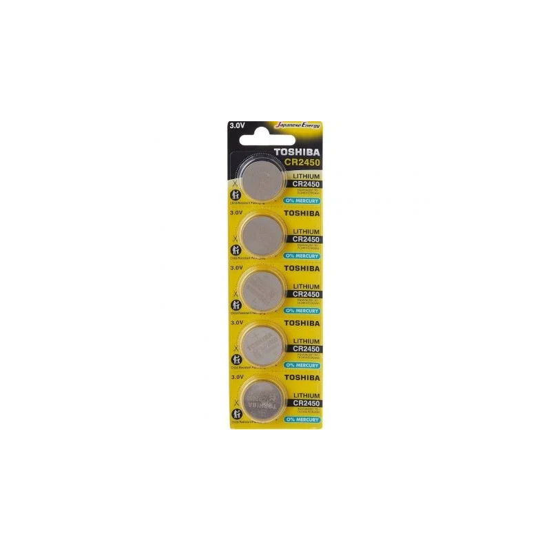 Pack de 5 Pilas de Botón Toshiba CR2450/ 3V/ Alcalinas