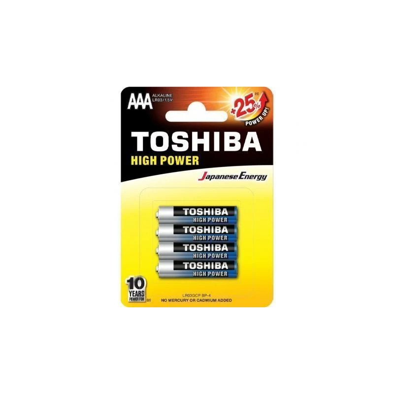 Pack de 4 Pilas AAA Toshiba High Power LR03/ 1.5V/ Alcalinas